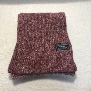 Abercrombie & Fitch Marled Burgundy Wool Blend Winter Scarf